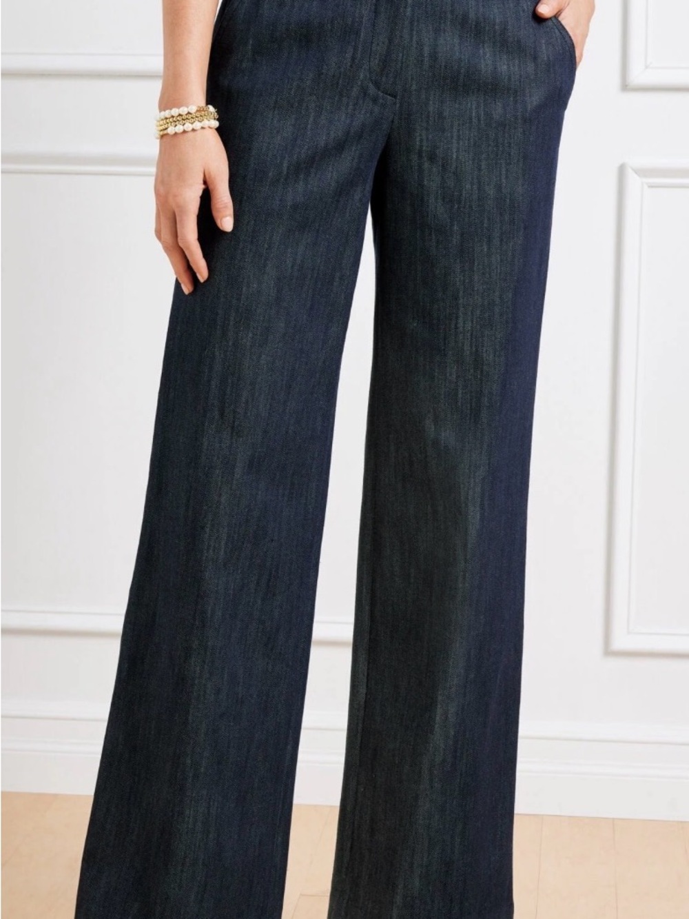 Larry Levine Navy Wide-Leg Jeans